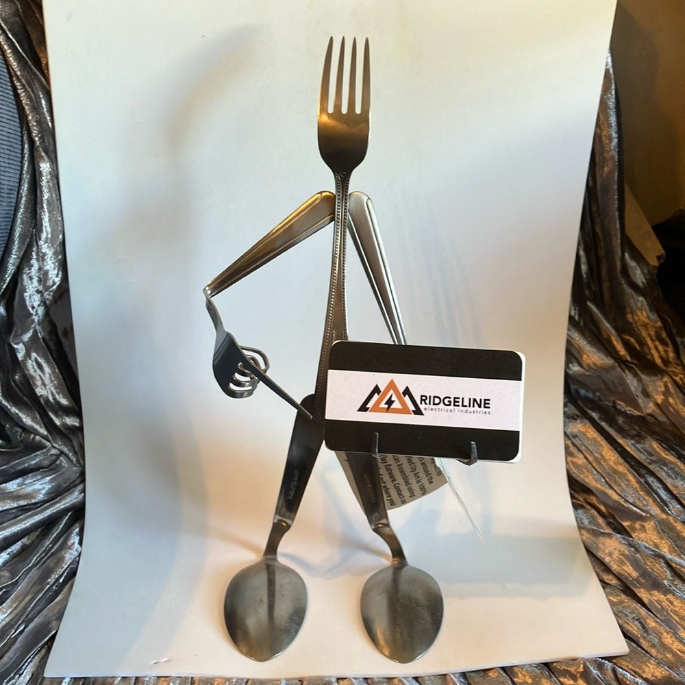 Silver Utensil Business Card Holder